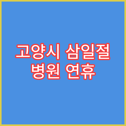 고양시 삼일절 병원 연휴 응급실 운영 병원 대체공휴일 정보