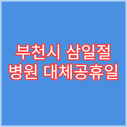 부천시 삼일절 병원 대체공휴일 연휴 응급실 운영 병원 안내