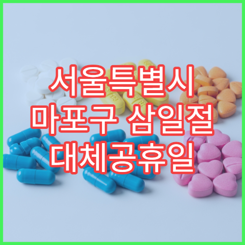 서울특별시 마포구 삼일절 대체공휴일 당번 약국 문 여는 곳 연휴 영업 감기약 소화제 응급약 안내
