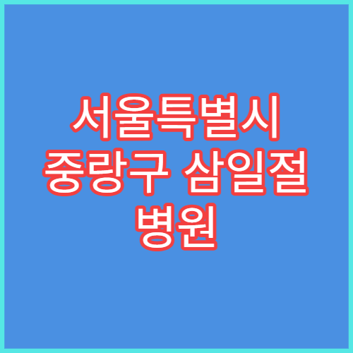 서울특별시 중랑구 삼일절 병원 연휴 진료 병원 대체공휴일 운영 시간
