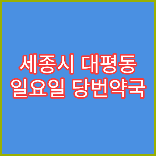 세종시 대평동 일요일 당번약국 위치 정리