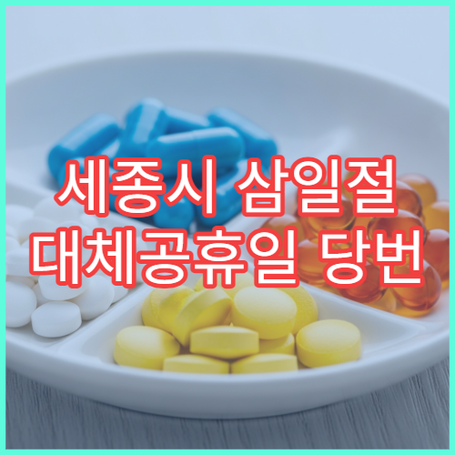 세종시 삼일절 대체공휴일 당번 약국 문 여는 곳 연휴 영업 감기약 진통제 처방전 조제 안내