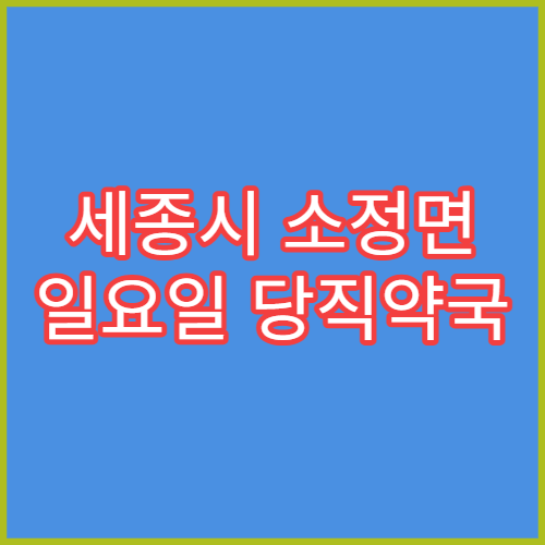 세종시 소정면 일요일 당직약국 위치와 휴무일 정보