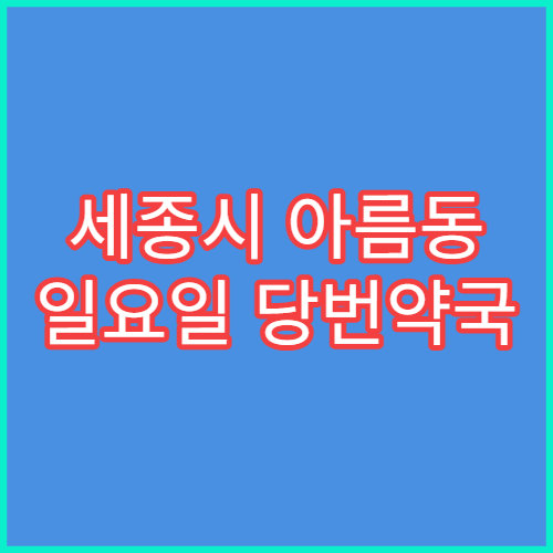 세종시 아름동 일요일 당번약국 영업시간 확인