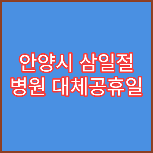 안양시 삼일절 병원 대체공휴일 연휴 응급실 운영 병원 정리