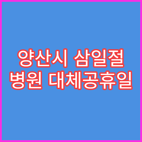 양산시 삼일절 병원 대체공휴일 연휴 응급실 운영 병원 안내