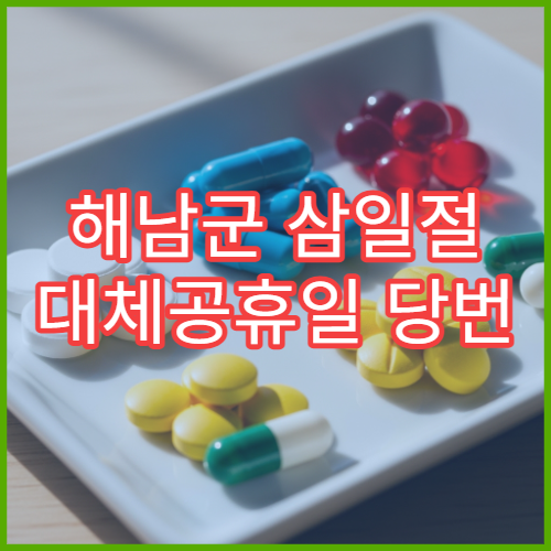 해남군 삼일절 대체공휴일 당번 약국 문 여는 곳 연휴 영업 해열제 진통제 응급 조제