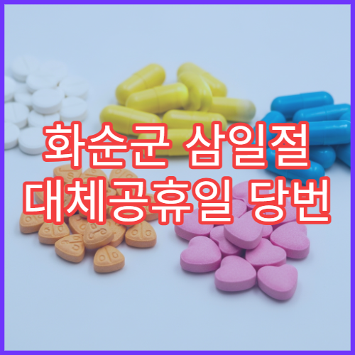 화순군 삼일절 대체공휴일 당번 약국 문 여는 곳 연휴 영업 감기약 소화제 처방전 조제 안내