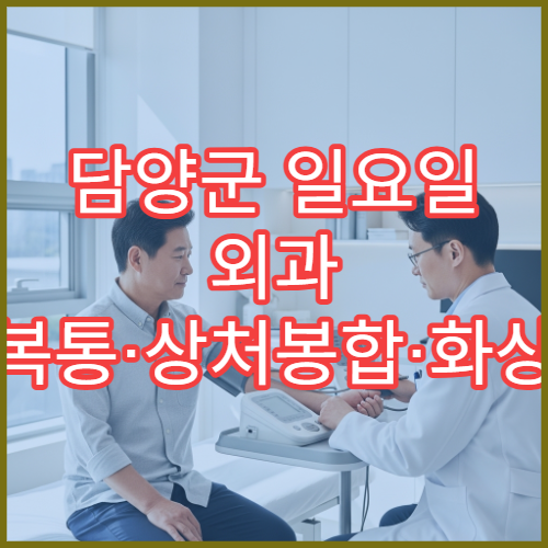 담양군 일요일 외과 복통·상처봉합·화상 응급처치 병원