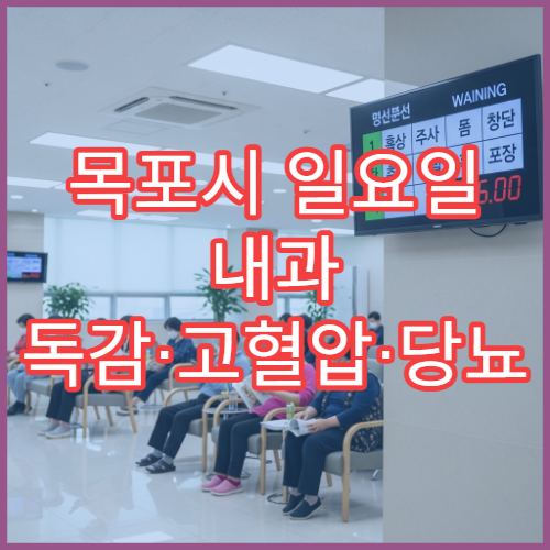 목포시 일요일 내과 독감·고혈압·당뇨 수액치료 가능 병원