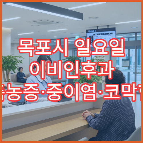 목포시 일요일 이비인후과 축농증·중이염·코막힘 진료 병원