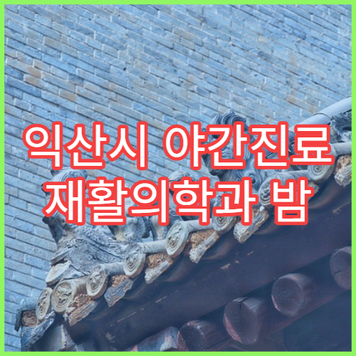 익산시 야간진료 재활의학과 밤 9시까지 근육통·재활치료 가능한 병원 찾기